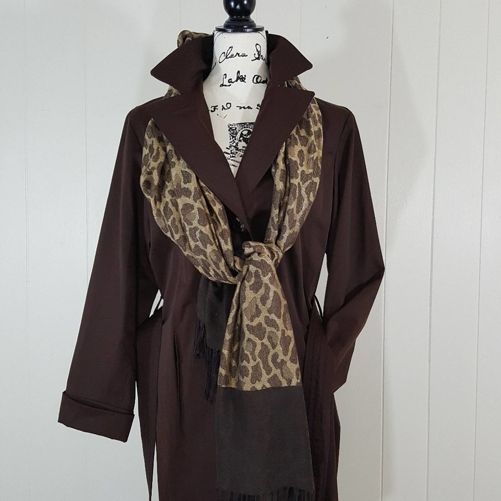 Ellen Tracy trench EUC choc brown M